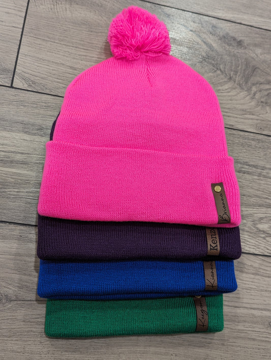 Personalized toque with pom pom