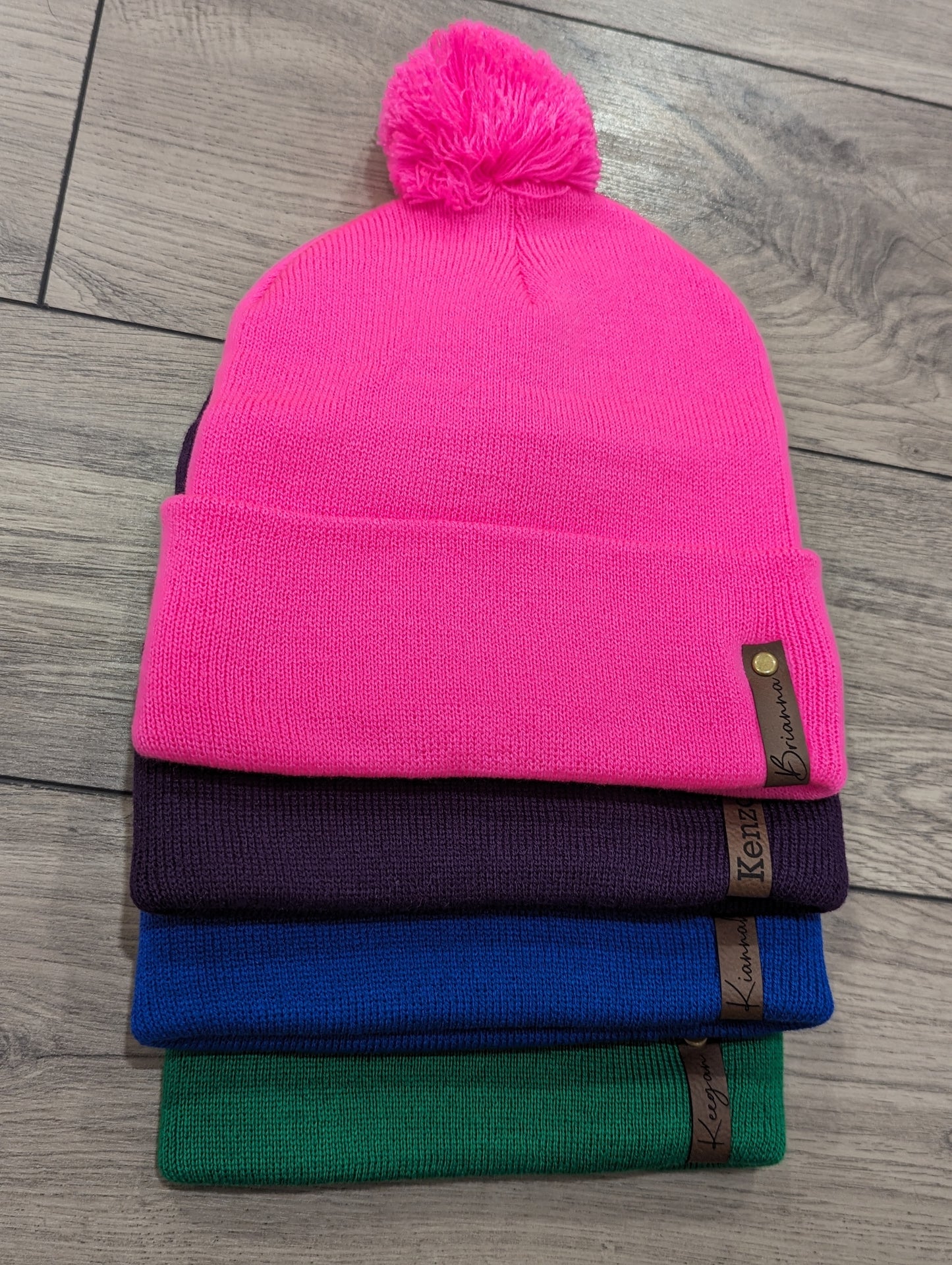 Personalized toque with pom pom