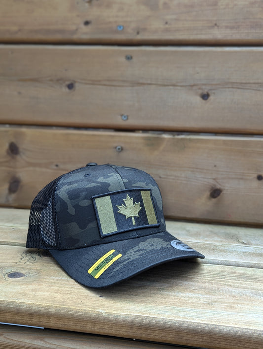 Canadian Flag Hat Patch Military Green